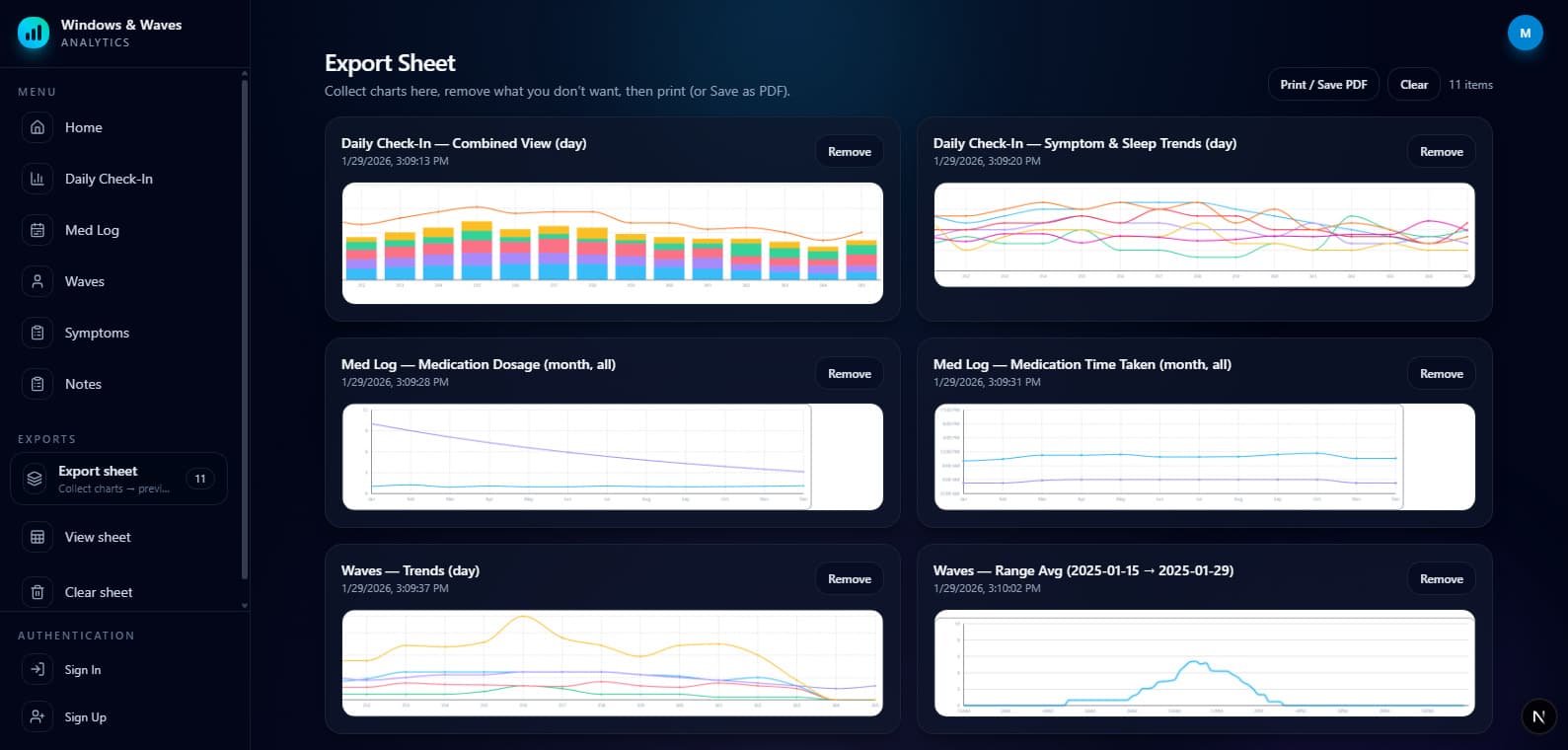 Export page preview